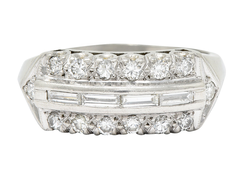 1950’s Mid-Century 0.50 CTW Diamond Platinum Fishtail Channel Band Ring