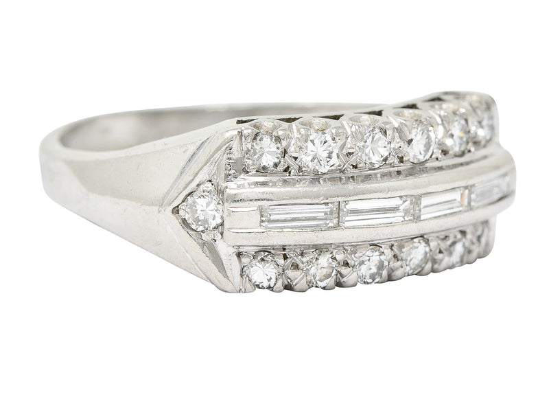 1950’s Mid-Century 0.50 CTW Diamond Platinum Fishtail Channel Band Ring