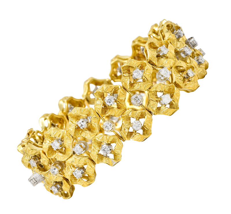 Buccellati 2.88 CTW Diamond 18 Karat Two-Tone Gold Vintage Wide Ribbon Bracelet