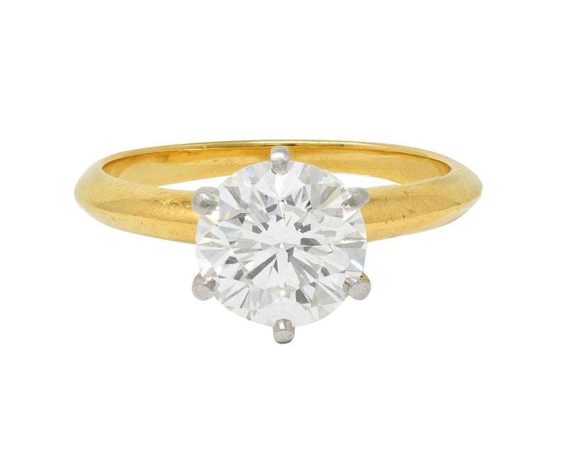 Tiffany & Co. 1.65 CTW Diamond Platinum 18 Karat Yellow Gold Solitaire Engagement Ring GIA