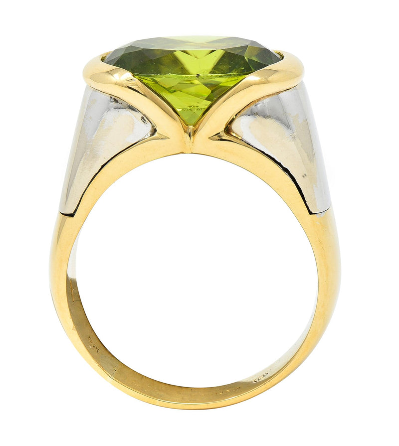 Marina B. 1980s Peridot 18 Karat Two-Tone Gold Tension Set Vintage Ring