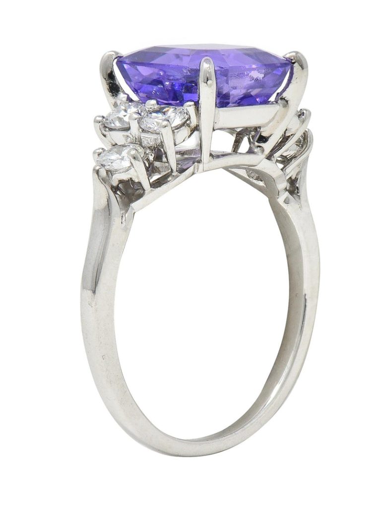 Contemporary 4.75 CTW No Heat Lavender Ceylon Sapphire Diamond Platinum Ring GIA