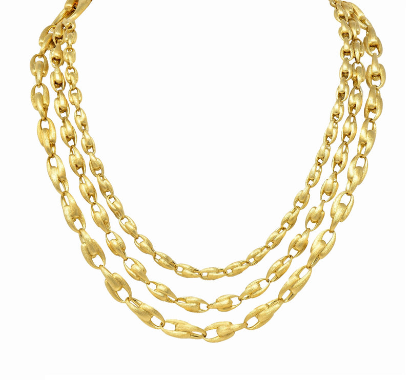 Marco Bicego Brushed 18 Karat Yellow Gold Multi-Strand U Link Lucia Necklace