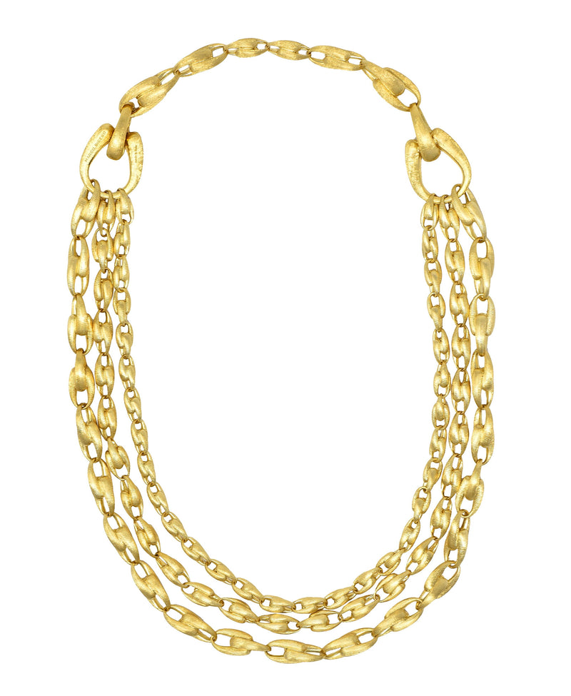 Marco Bicego Brushed 18 Karat Yellow Gold Multi-Strand U Link Lucia Necklace