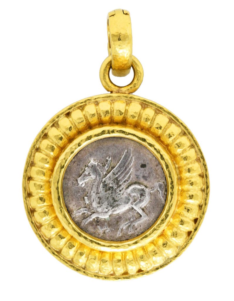 Elizabeth Locke Vintage Coin 18 Karat Gold Enhancer Pendant Medallion