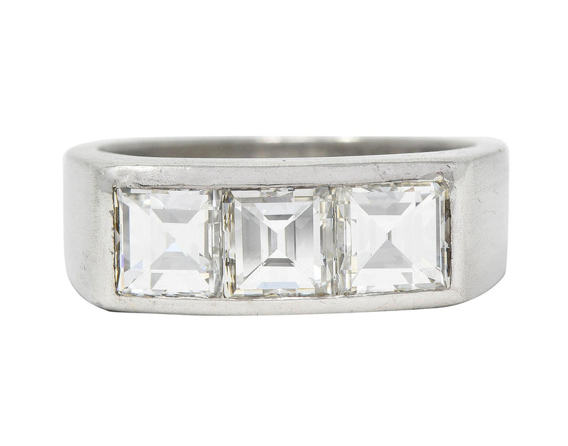 Mid-Century 2.13 CTW Step Cut Diamond Platinum Unisex Vintage Channel Band 1950s Ring