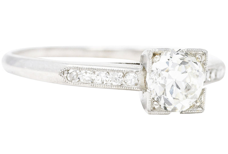 W.J. Harber Co. Mid-Century 0.76 CTW Old European Diamond Platinum Vintage Engagement Ring