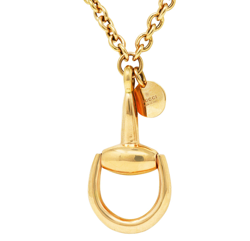 Gucci Contemporary 18 Karat Yellow Gold Horsebit Pendant Necklace