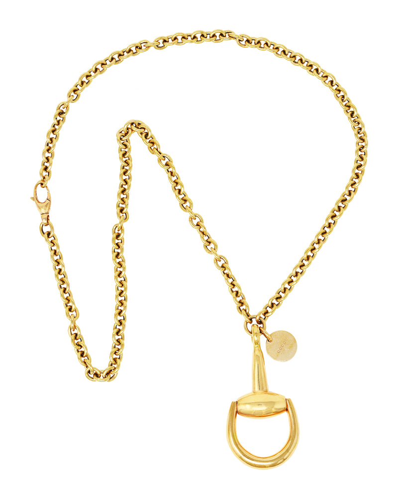 Gucci Contemporary 18 Karat Yellow Gold Horsebit Pendant Necklace