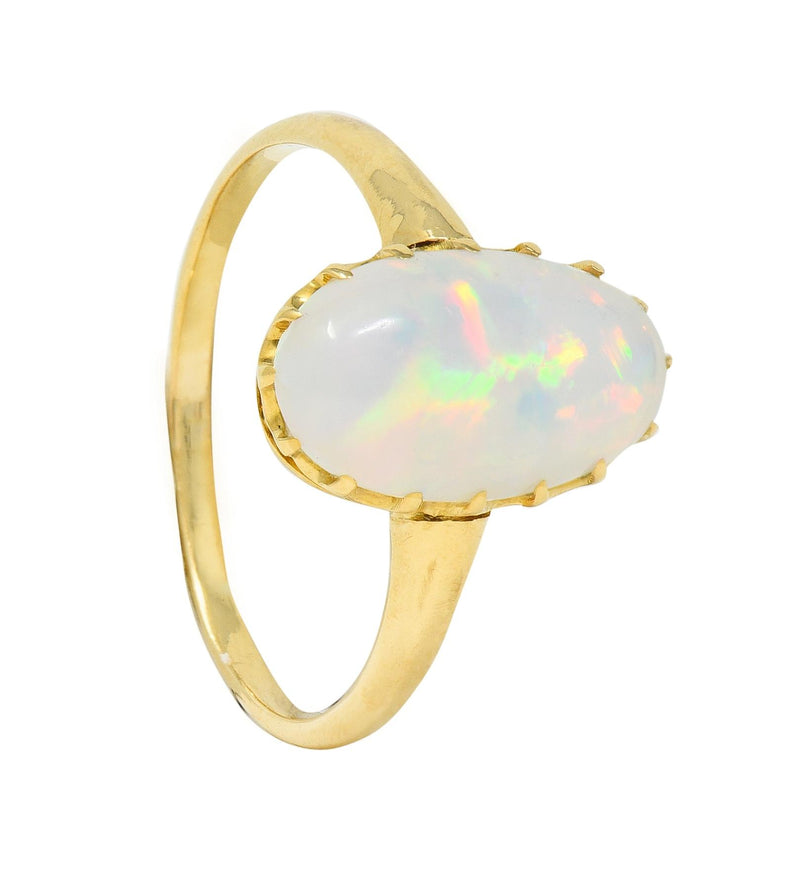 Victorian Opal Cabochon 18 Karat Yellow Gold Antique Solitaire Ring