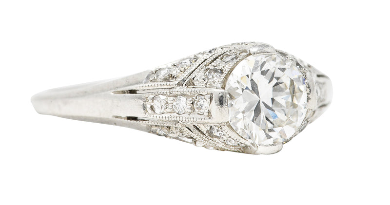 Art Deco 1.14 CTW Diamond Platinum Bombé Engagement Ring