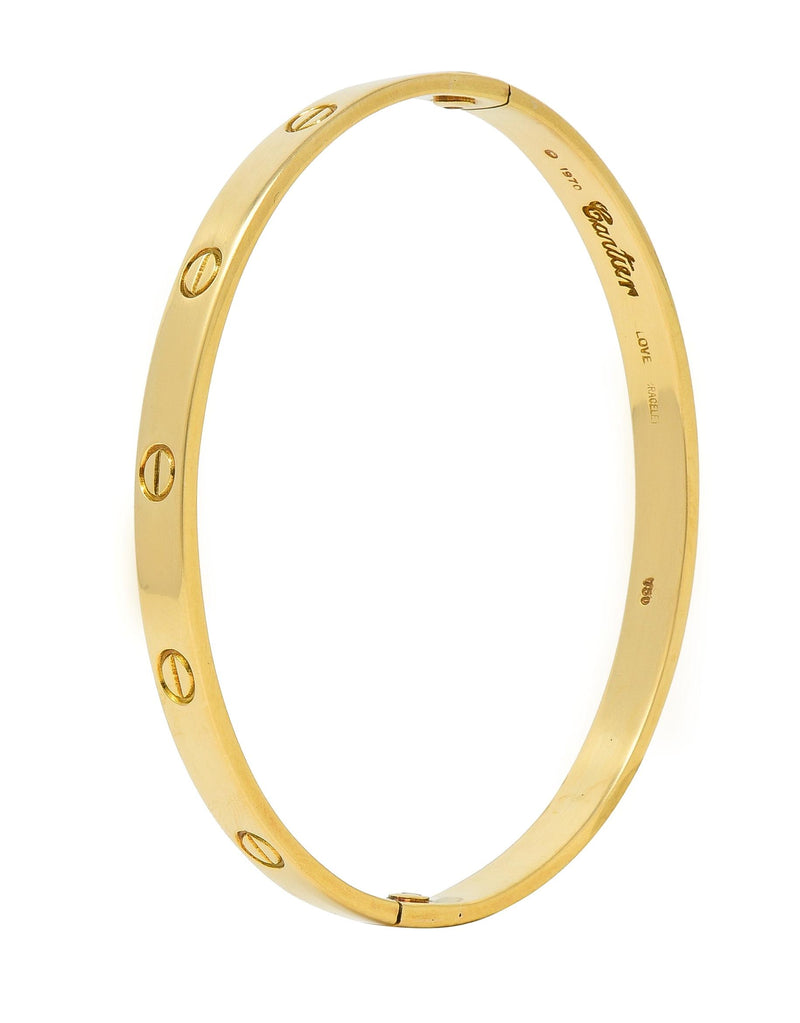 Cartier Aldo Cipullo 1970’s 18 Karat Yellow Gold Love Bangle Bracelet