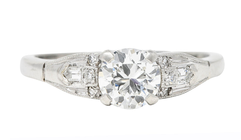 Art Deco Demaria 0.91 CTW Diamond Platinum Engagement Ring