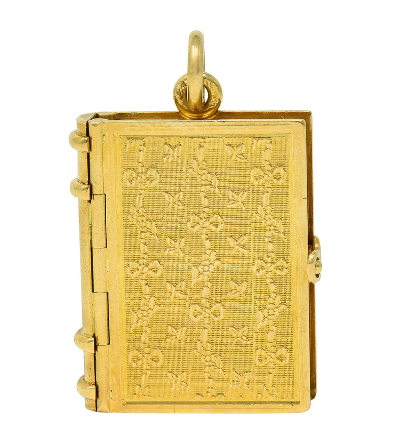 Late Victorian Lacloche Frères Paris 18 Karat Yellow Gold Book Antique Locket Pendant