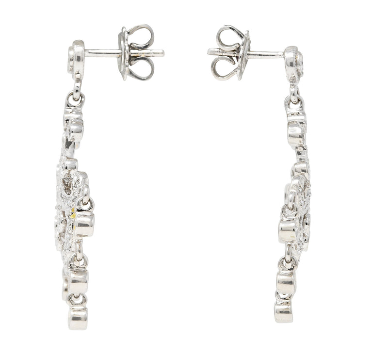 Contemporary 1.50 CTW Diamond 18 Karat White Gold Chandelier Earrings