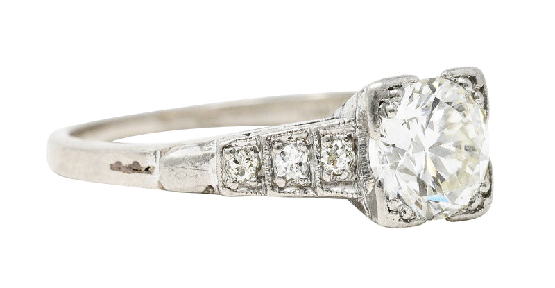 Art Deco 0.97 CTW Diamond Platinum Tiered Shoulder Engagement Ring