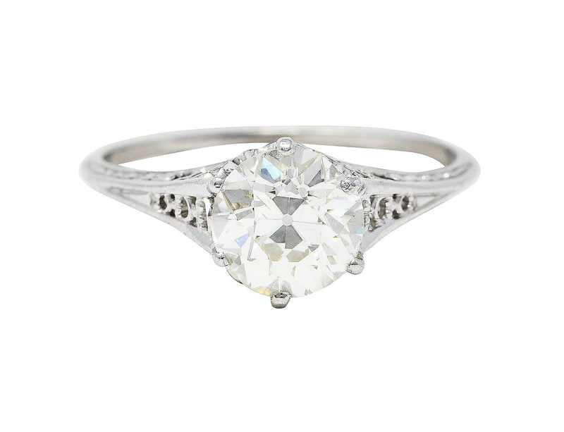 Art Deco 1.35 CTW Diamond Platinum Trellis Engagement Ring