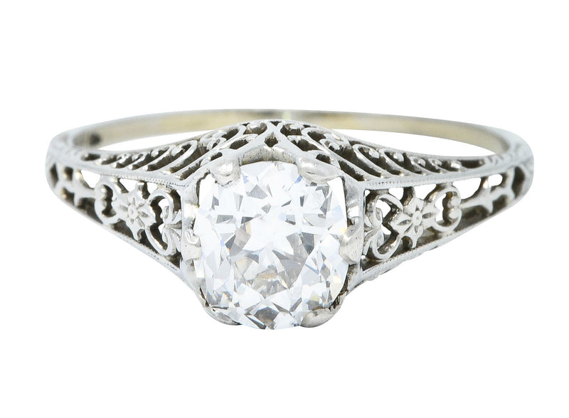 Carter & Gough 1.10 CTW Diamond 18 Karat White Gold Filigree Engagement Ring GIA