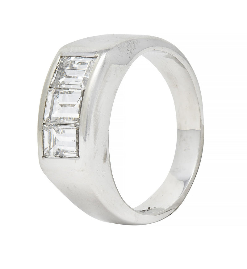 Mid-Century 2.42 CTW Diamond 14 Karat White Gold Vintage Channel Band Unisex Men’s Ring