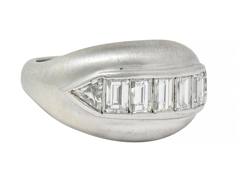 Mid-Century 1.90 CTW Diamond Platinum Vintage Channel Band Unisex Ring