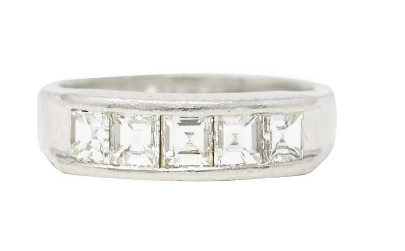 Contemporary 1.02 CTW Step Cut Diamond Platinum Channel Band Ring