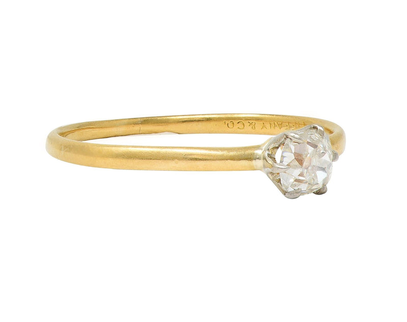 Tiffany & Co. Victorian 0.34 CTW Old Mine Diamond 18 Karat Two-Tone Gold Antique Engagement Ring