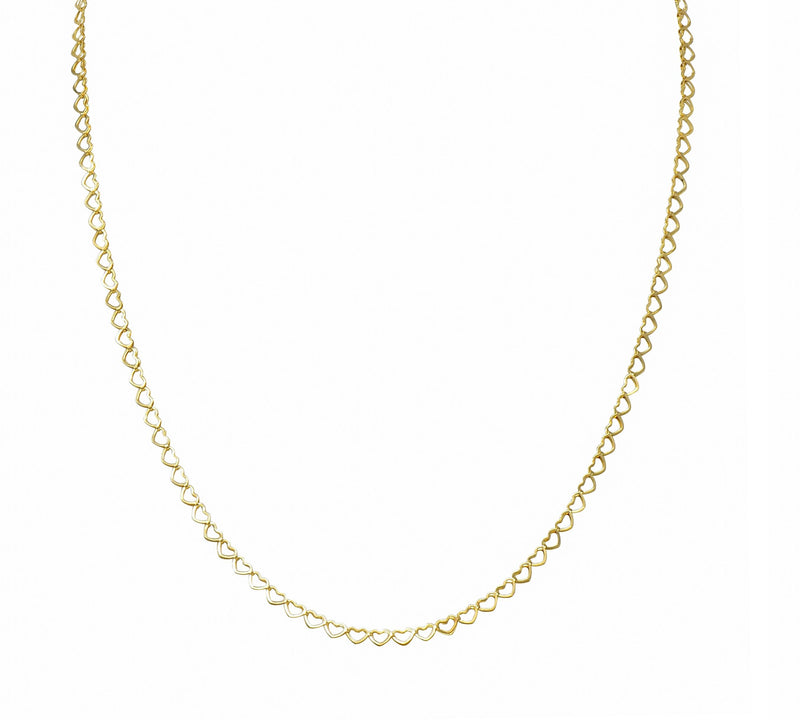 Contemporary 14 Karat Yellow Gold 16 IN Heart Link Chain Necklace