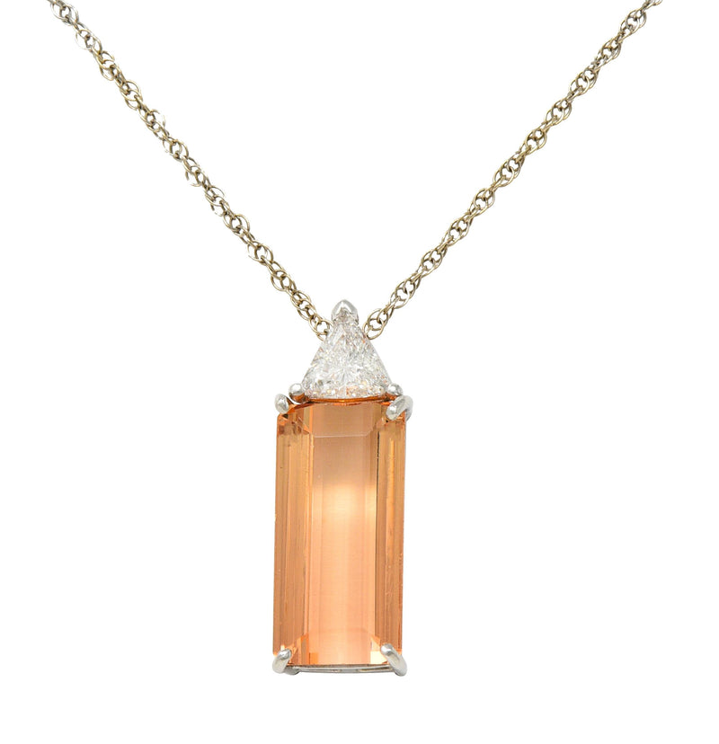 Contemporary 2.81 CTW Diamond Imperial Topaz Platinum 14 Karat Gold Pendant Necklace