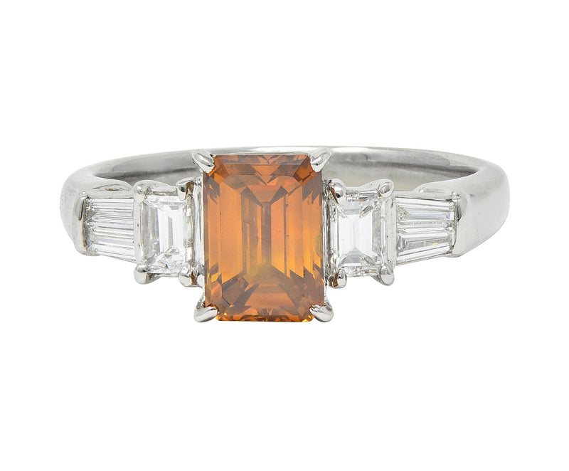 Contemporary 1.95 CTW Fancy Orange Brown Diamond Platinum Five Stone Engagement Ring