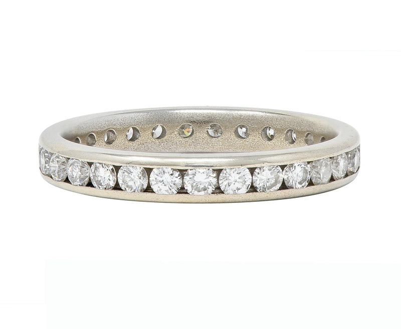 Tessler & Weiss Mid-Century 1.45 CTW Diamond 14 Karat White Gold Vintage Eternity Band Ring