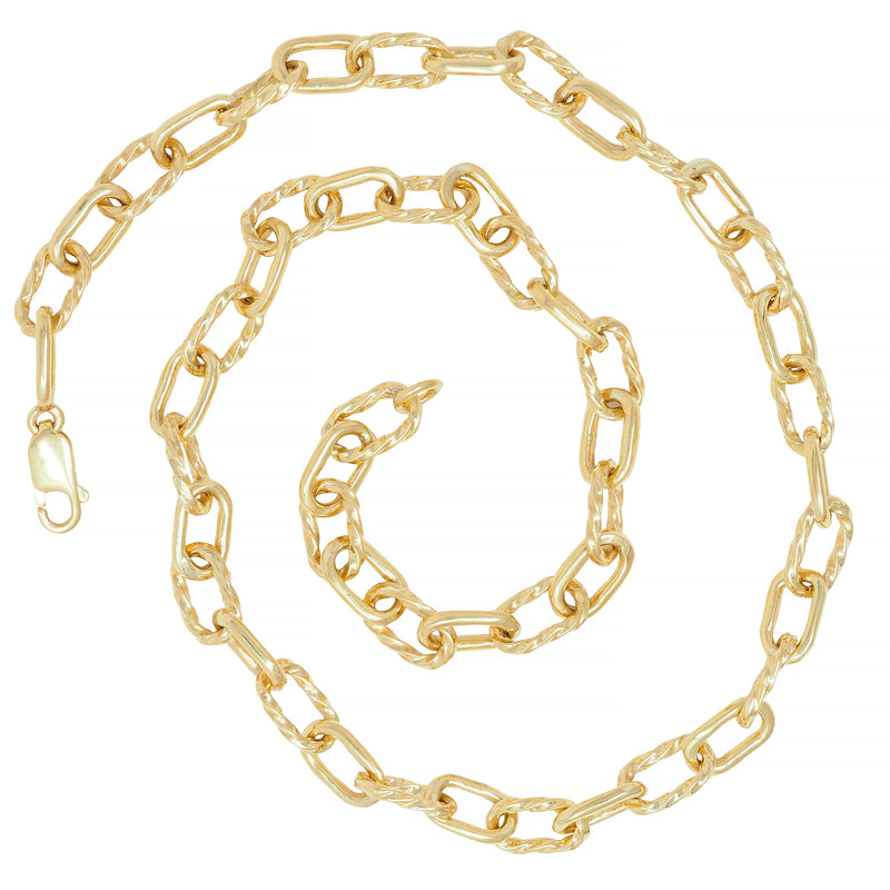 1960’s 18 Karat Yellow Gold Twisted Cable Link Chain Necklace