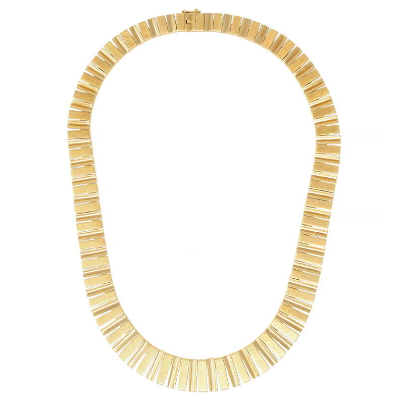 Cartier 1960’s 18 Karat Yellow Gold Wave Link Modernist Vintage Necklace