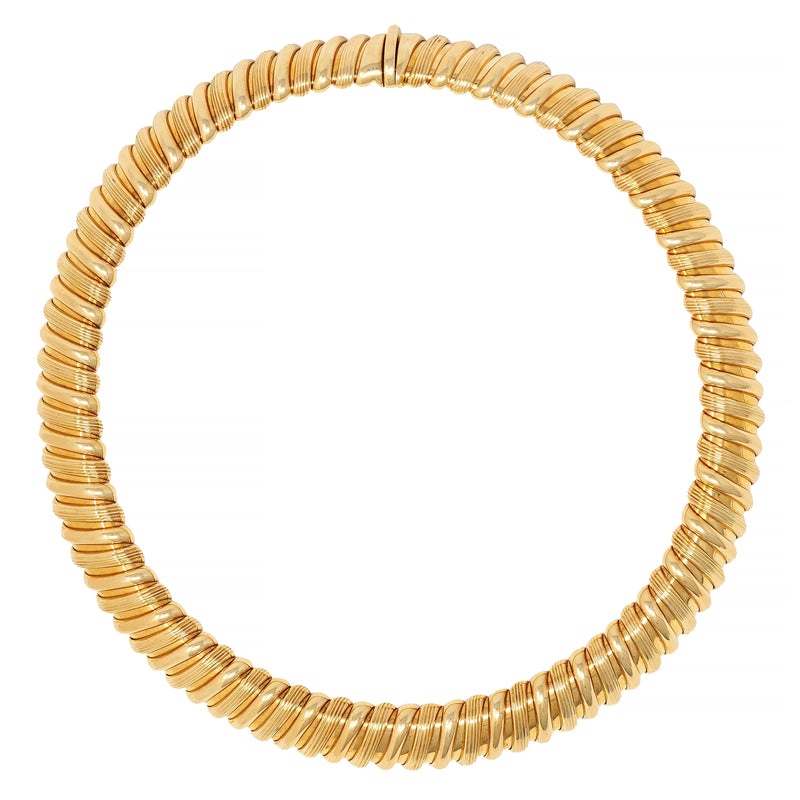 Bulgari 1980’s 18 Karat Yellow Gold Twisting Tubogas Vintage Collar Necklace