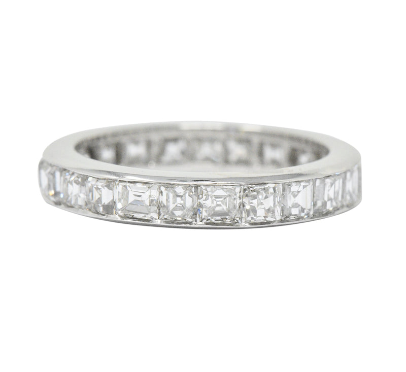 1950’s Mid-Century 4.14 CTW Asscher Diamond Platinum Eternity Band Ring