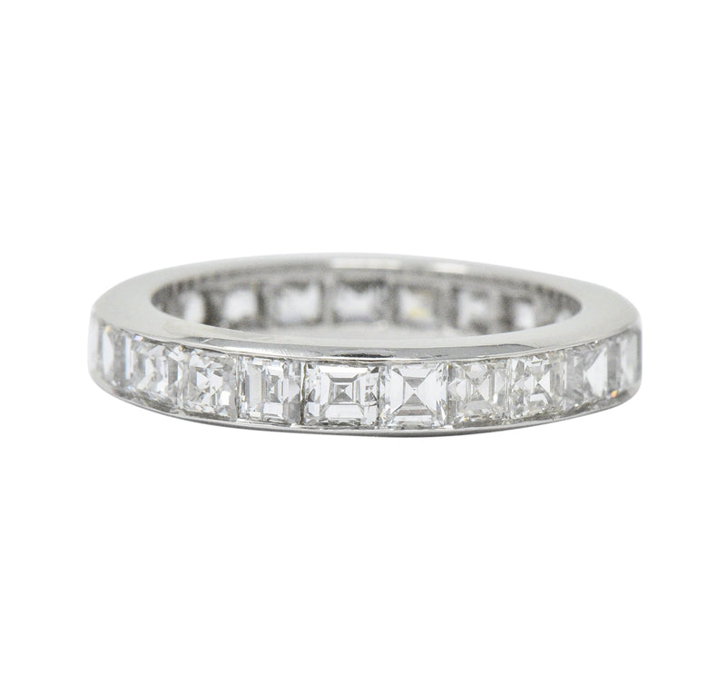 1950’s Mid-Century 4.14 CTW Asscher Diamond Platinum Eternity Band Ring